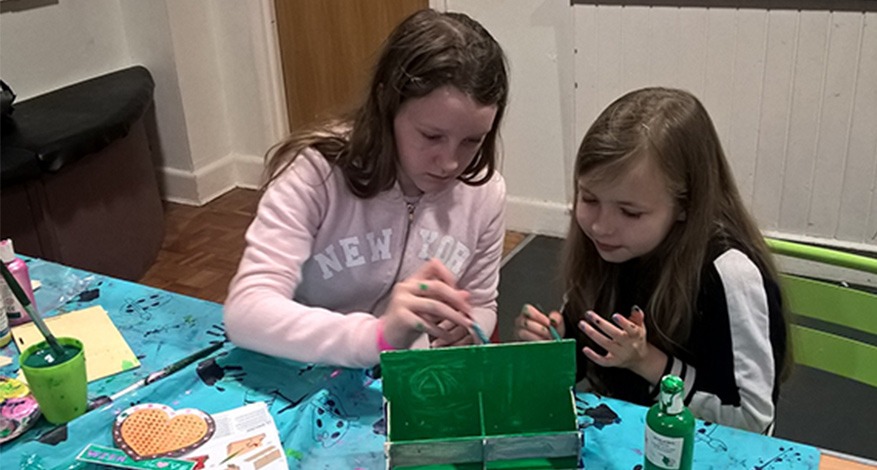 Two girls at craft sessions at Newhaven YFC