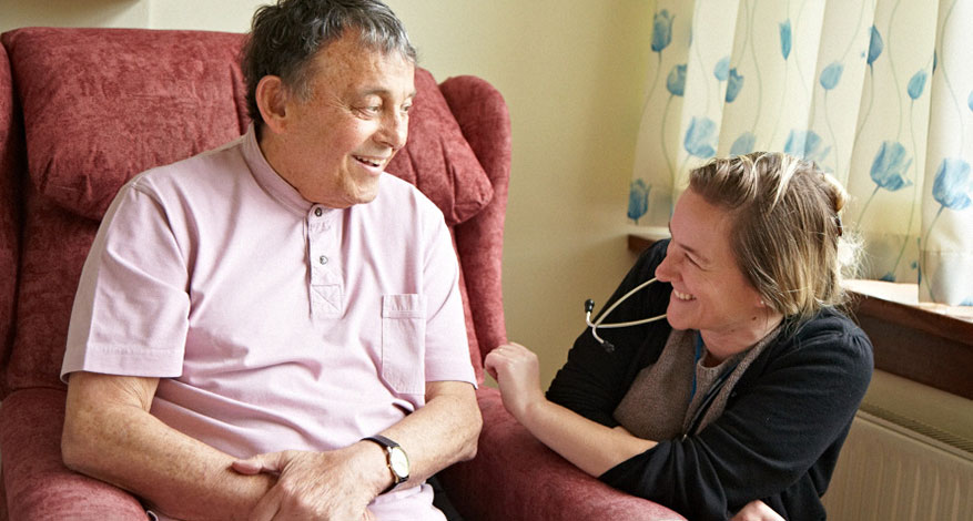 Carer with patient at St Christopher's Hospice.