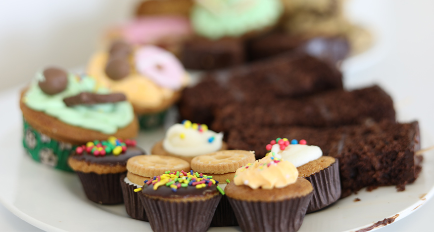 Selection of cakes at Bake sale fundraising for Demelza