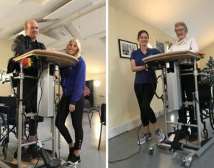 Samson centre patients using electronic standing frames with nurses