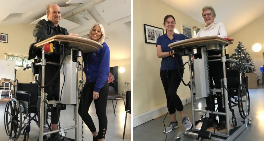 Samson centre patients using electronic standing frames with nurses