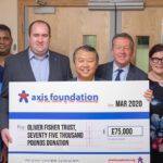 cheque presentation by the Axis Foundation to Oliver Fisher Trust