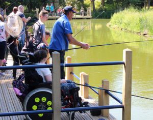 Accessible platform with wheelchair users fishing BDAA