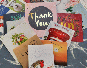 Thank You Christmas Cards in display