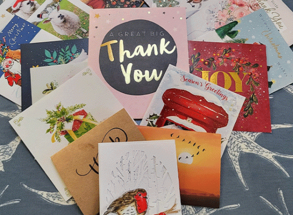 Thank You Christmas Cards in display