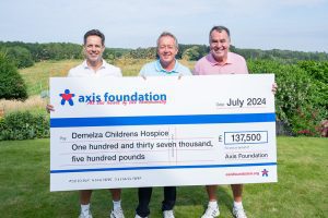 Scott Minto, Alan Curbishley and John Hayes holding a large cheque 